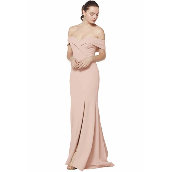 NWT Bill Levkoff SAMPLE Bridesmaids Dress Style 1623‎ Nude Stretch Crepe - Picture 1 of 15